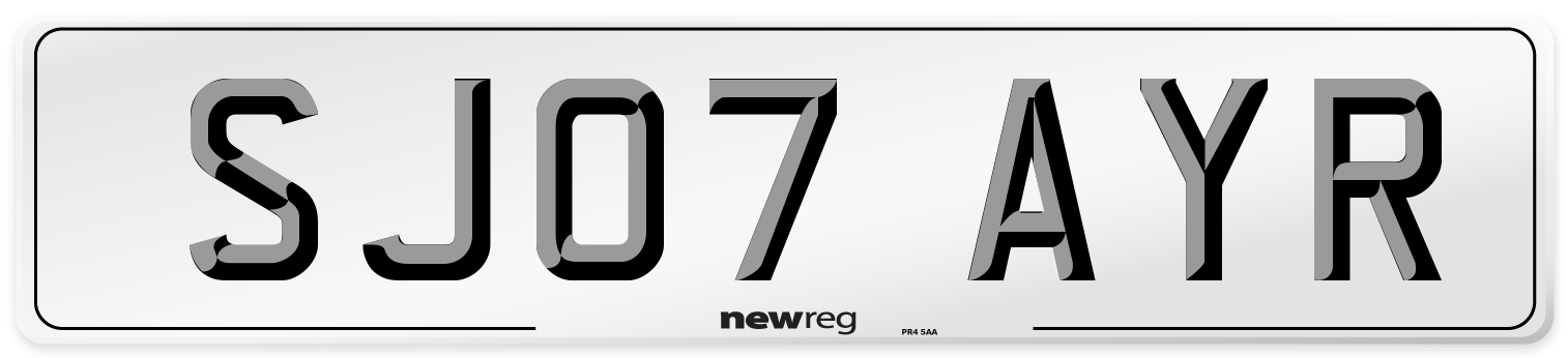 SJ07 AYR Number Plate from New Reg